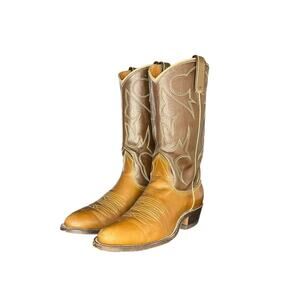 Nocona Womens Leather Cowgirl Ranch Hand Boots Size 6.5 Brown Pull On Western